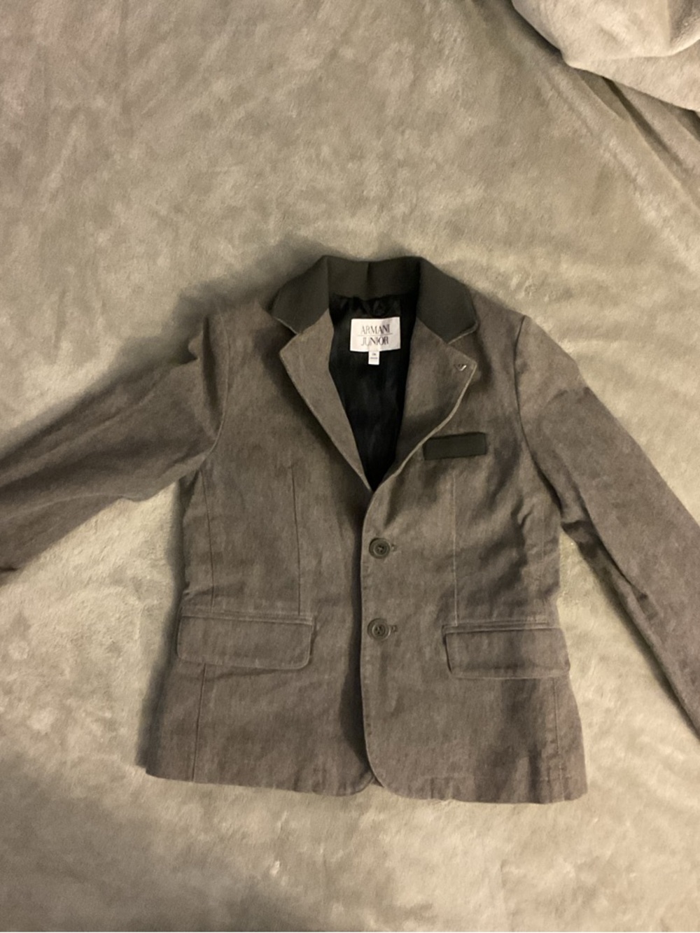 Armani Junior Gray Knit-Collar Jacket